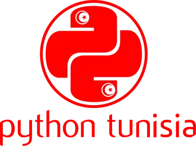 The Python Tunisia logo: the two intertwined Python snakes in red, each eye replaced by the crescent and star of the Tunisian flag